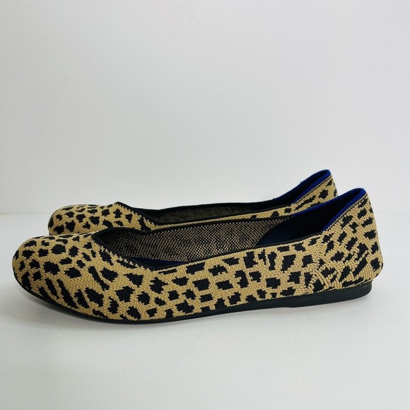 Rothy’s Cheetah Print Round Toe Everyday Flats Loafers 9.5 Tan Beige Black Spots - Picture 2 of 9